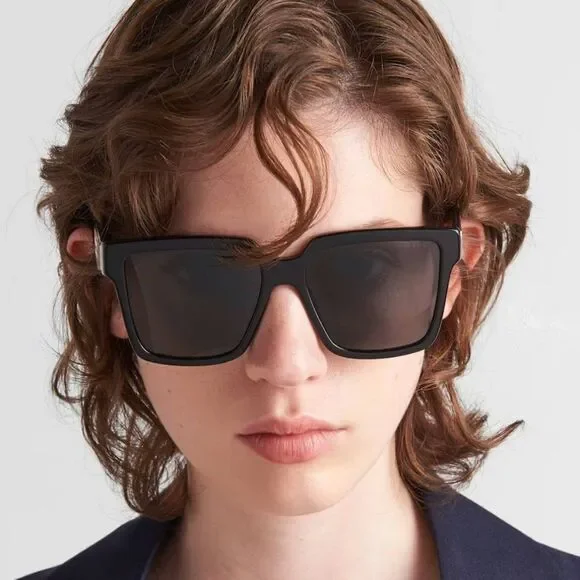 NEW Prada PR24ZS 1AB5S0 Black Dark Grey Square Oversized Women Sunglasses - Picture 12 of 16